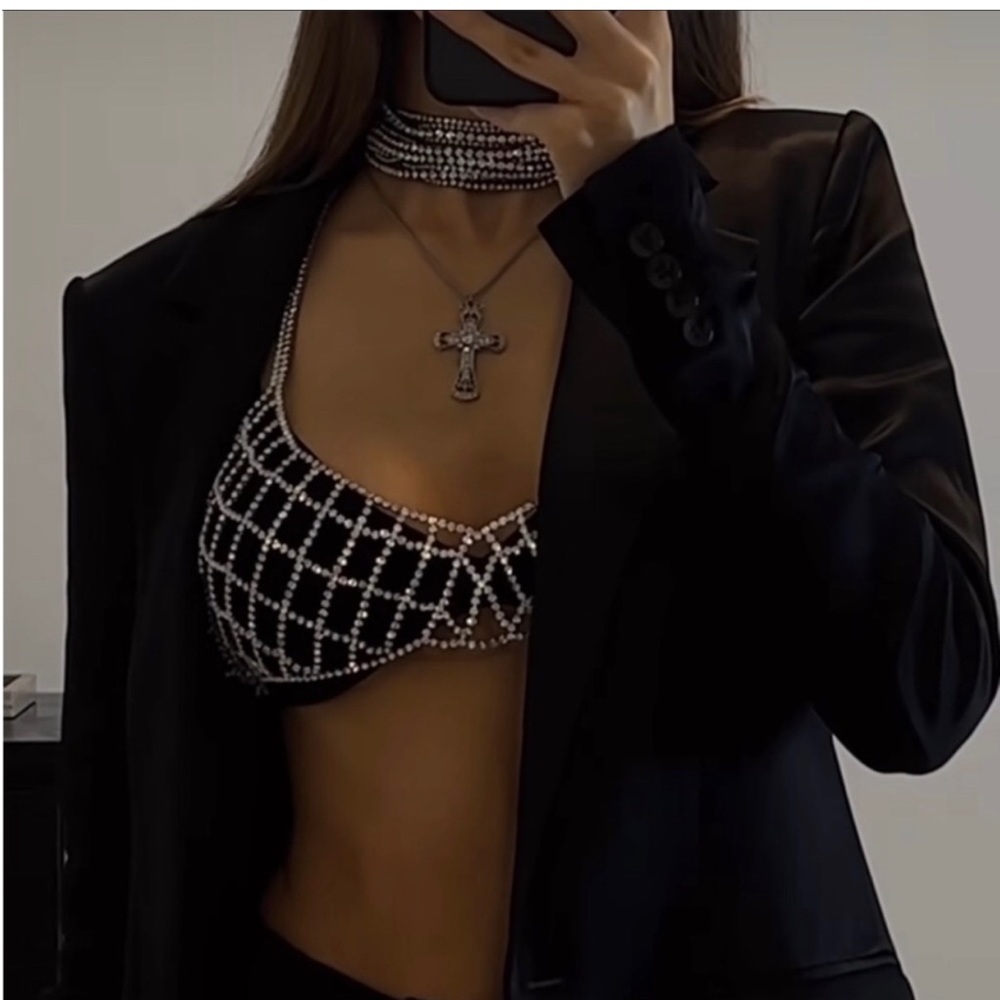 NWT Zara V-Neck Bralette Jewel Top - Picture 9 of 9